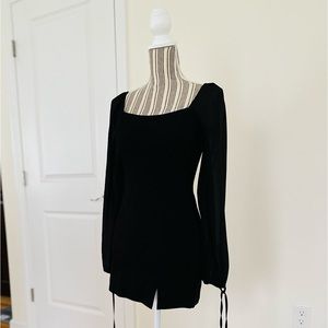 Black Going Out Square Neck Side Slit Mini Dress Small S